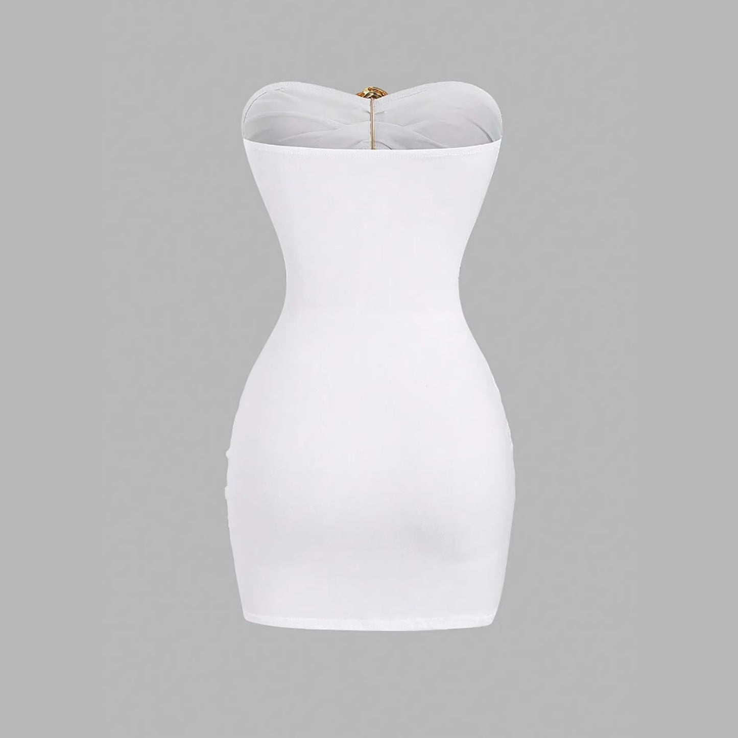 Fashionable Womens Strapless Metal-Embellished Hollow-Out Dress