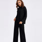 Pull-over de couleur unie, pantalon large en tricot fendu en deux pièces
