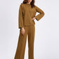 Pull-over de couleur unie, pantalon large en tricot fendu en deux pièces