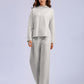 Pull-over de couleur unie, pantalon large en tricot fendu en deux pièces