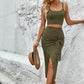 Women's All-match Commute Fashion Suit Camisole Slit Skirt Two-piece Set