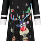 New Women's Christmas Print 34 Sleeve Crew Neck Casual Dress