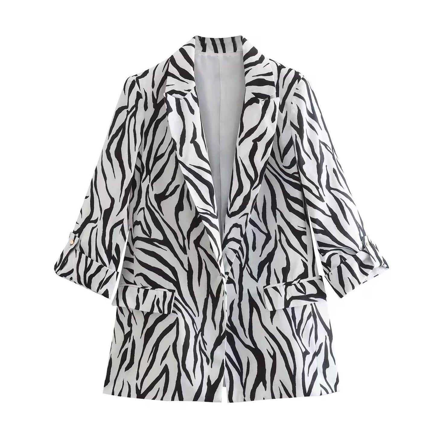 European And American Autumn New Loose Slimming Rolled Sleeves Casual Suit Jacket
