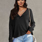 Women's Fashionable Casual All-match V-neck Long-sleeved Top