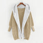 Foreign Trade Women's Clothing Color Double-sided Velvet Hooded Loose Cardigan Coat