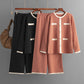 Ensemble deux pièces pantalon large tricoté style classique
