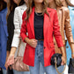 Cardigan boutonné à manches longues en PU pour femme