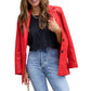 Cardigan boutonné à manches longues en PU pour femme