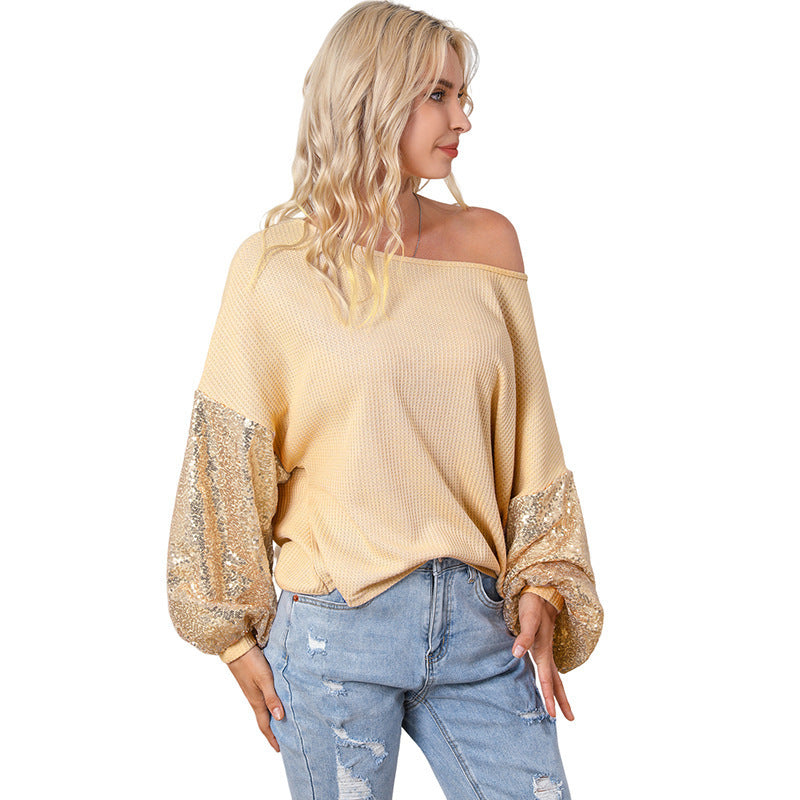 Pull ample de couleur unie à épaules dénudées