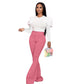 Costume pantalon à pattes d'éléphant tissé de couleur unie
