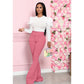 Costume pantalon à pattes d'éléphant tissé de couleur unie