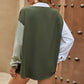 Net Red Wind Color Contrast Patchwork Pocket Drop-shoulder Long-sleeve Shirt