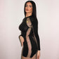 Women's Long Sleeve Stitching See-through Girl Dress