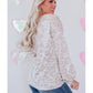 Contrast Color Top Women's Leopard Print Round Neck Long Sleeve