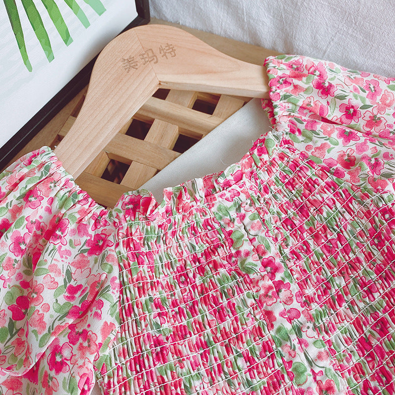 Chiffon Floral Top And Wide Leg Pants Two-piece Suit