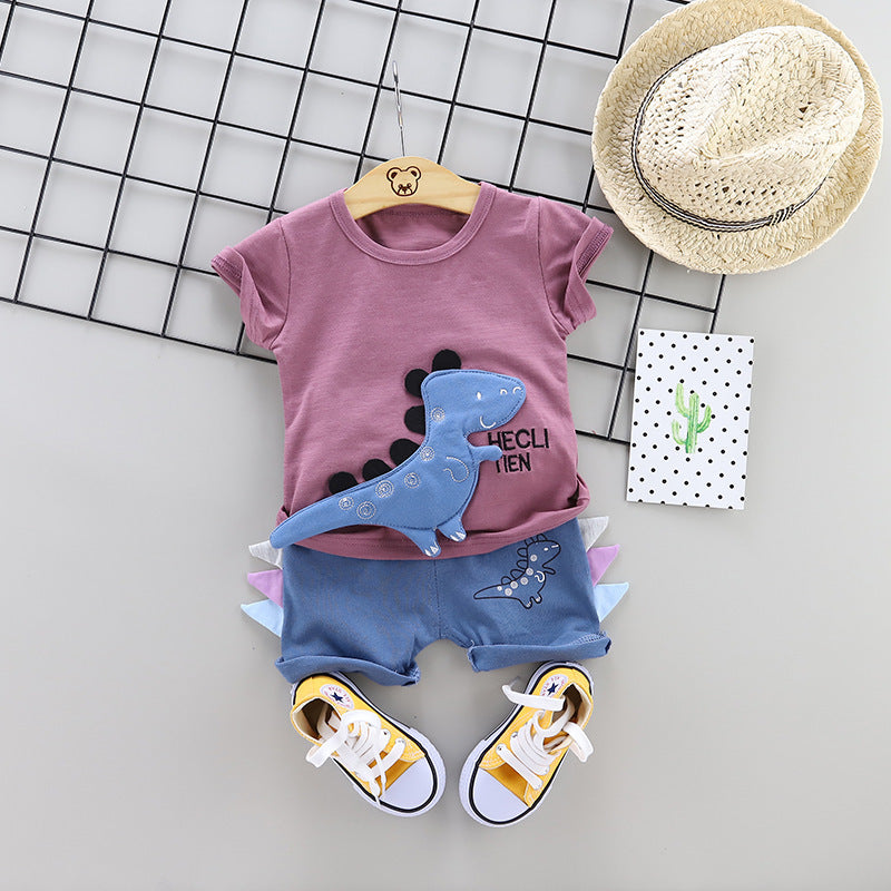 Baby Short-sleeved Cartoon Cotton Dinosaur Two-piece Suit