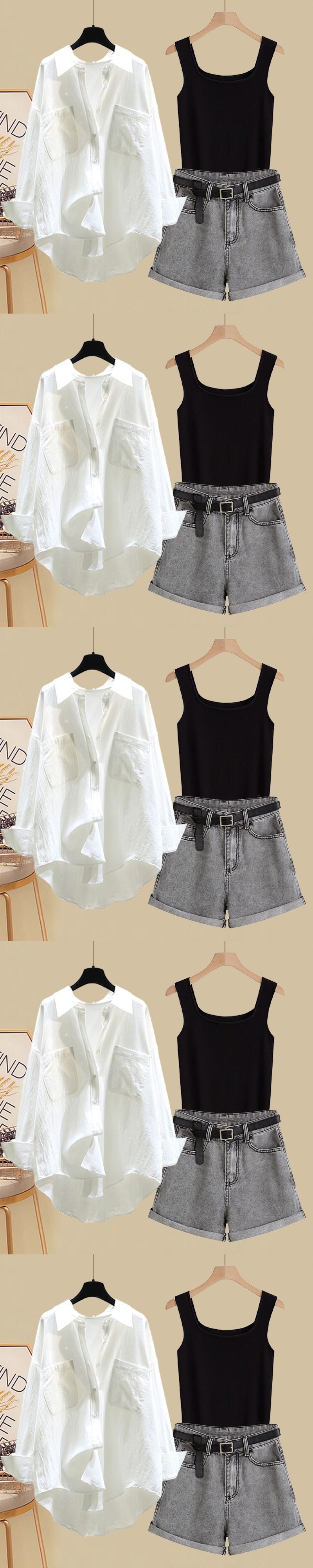 Ensemble trois pièces chemise et short style tempérament de Fried Street