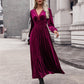 Robe longue en dentelle patchwork élégante en velours