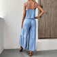 Strappy Top And Wide-leg Pants Textured Resort Set