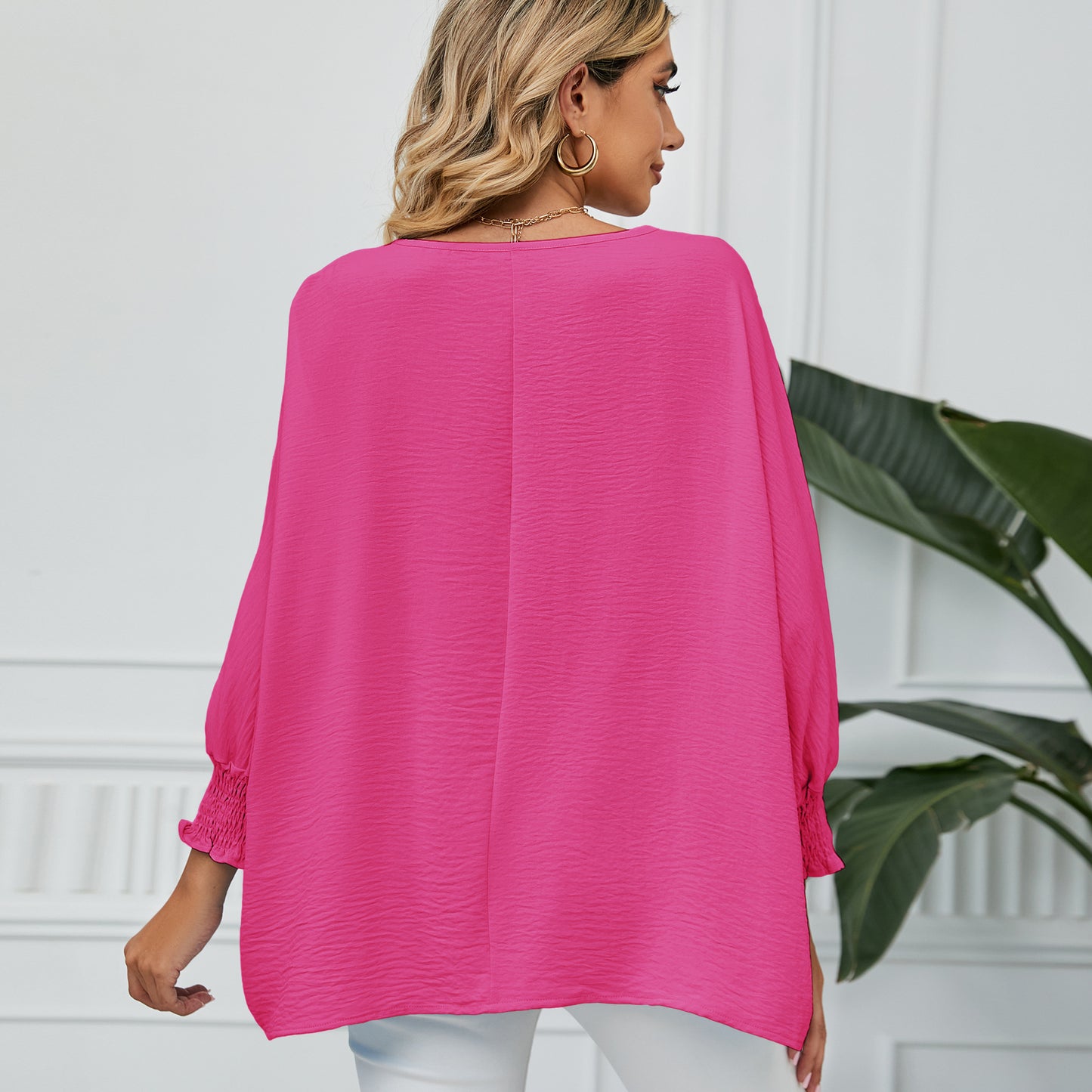 Women's Loose Three-quarter Sleeve Chiffon Top