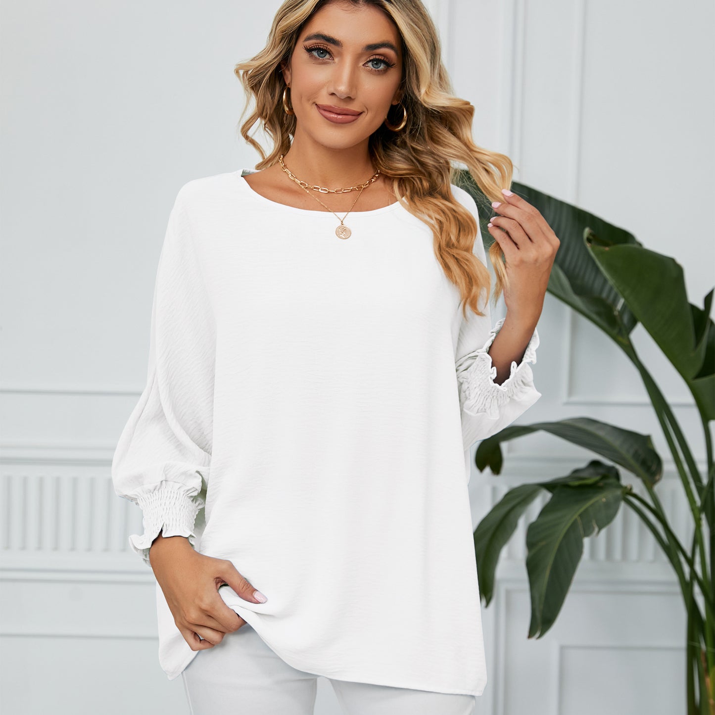 Women's Loose Three-quarter Sleeve Chiffon Top