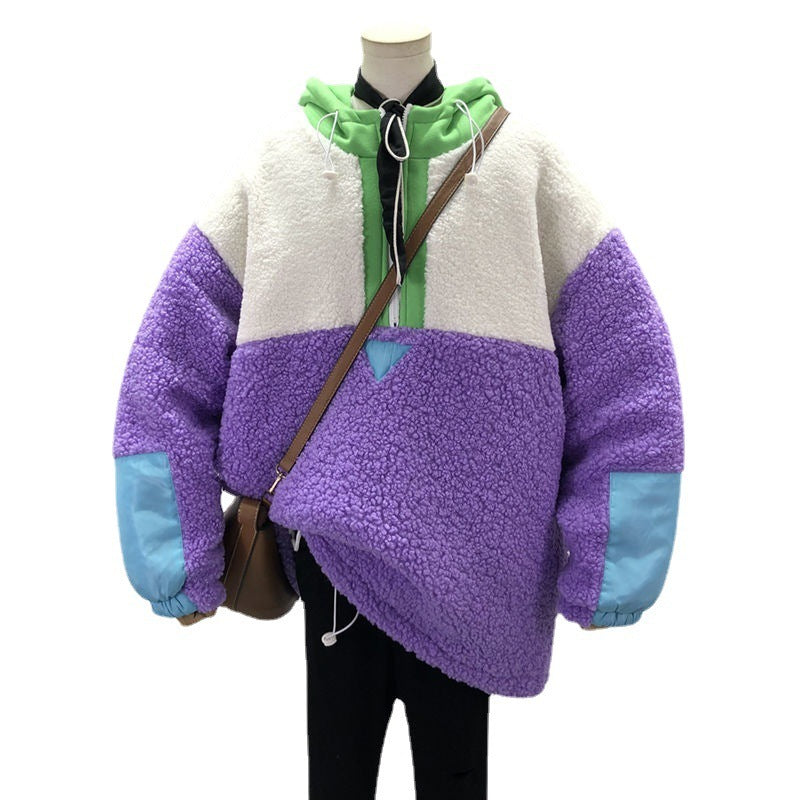 Pull ample à capuche en laine de style coréen pour femme