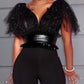 Fashion V-neck Ladies' Mesh Jumpsuit