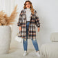 Autumn And Winter New Women's Clothing Plus-sized Plaid Hooded Mid-length Coat