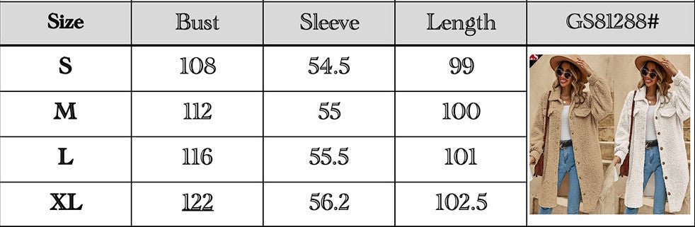 New European And American Winter Open Button Lapel Plush Coat Loose Long-cut Coat Women