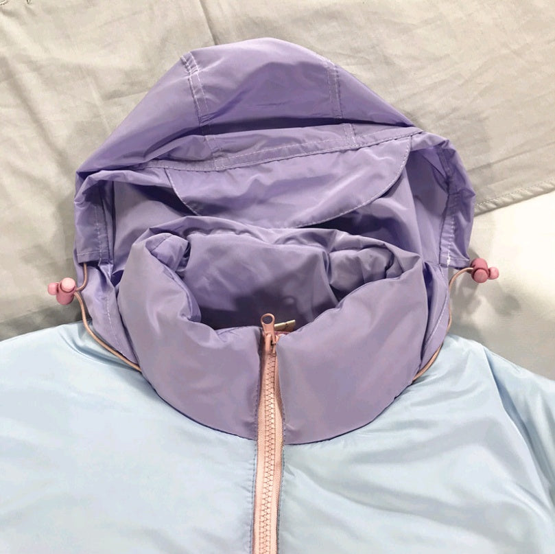 Rainbow color matching hooded pillow collar bread clothes cotton pad cotton clothing student female