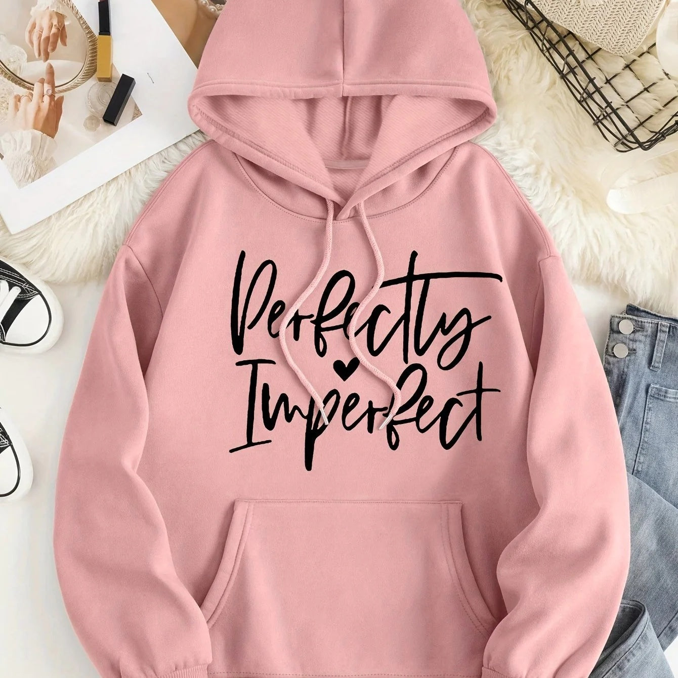 Pull à capuche en velours imprimé européen et américain pour femme