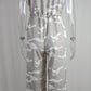 Fashion Polo Collar Printed Button Lace-up Jumpsuit