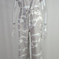 Fashion Polo Collar Printed Button Lace-up Jumpsuit