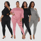 Costume deux pièces ample décontracté dos nu torsadé couleur unie