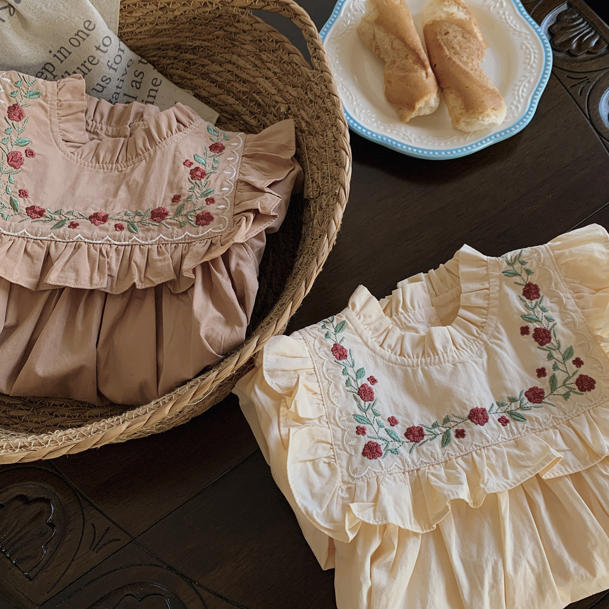 Jupe princesse à volants et manches longues pour fille, automne