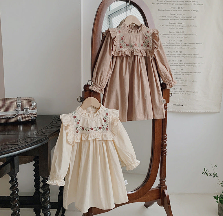 Jupe princesse à volants et manches longues pour fille, automne