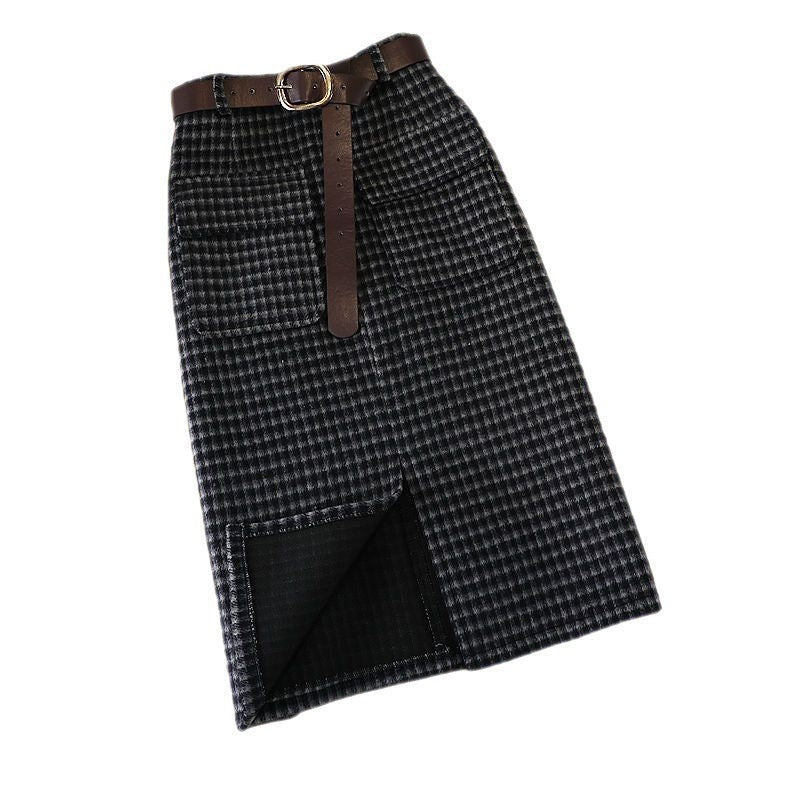 Jupe mi-longue en laine pour femme