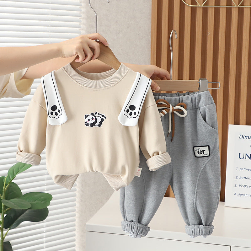 Spring And Autumn Children Sweater Pants Suit