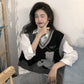 College Style Colored Quilt Sweater Vest