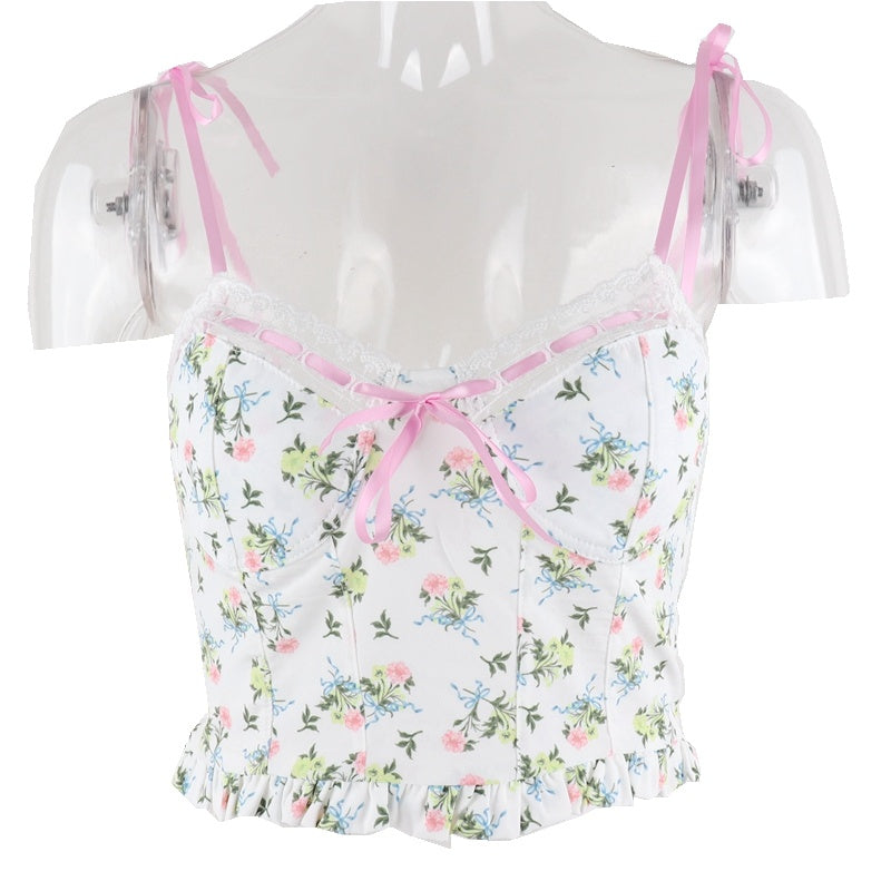 Small Floral Lace Stitching Lace Vest