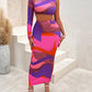 Women's Clothing Print Asymmetric One-shoulder Skirt Suit