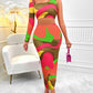 Women's Clothing Print Asymmetric One-shoulder Skirt Suit