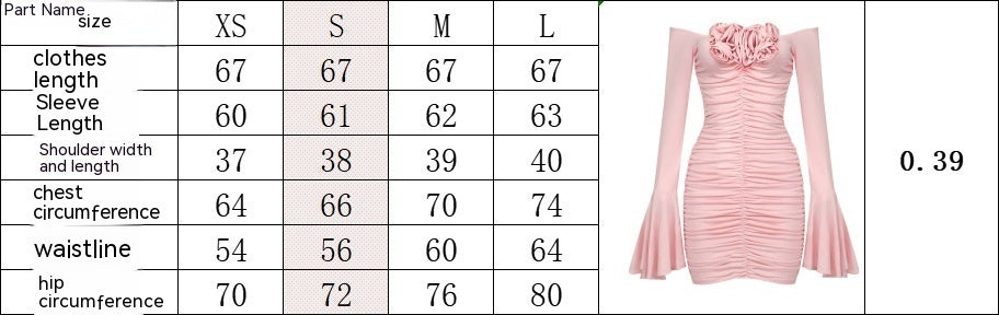 Bell Sleeve Floral Dress Pleating Tube Top Dress Method