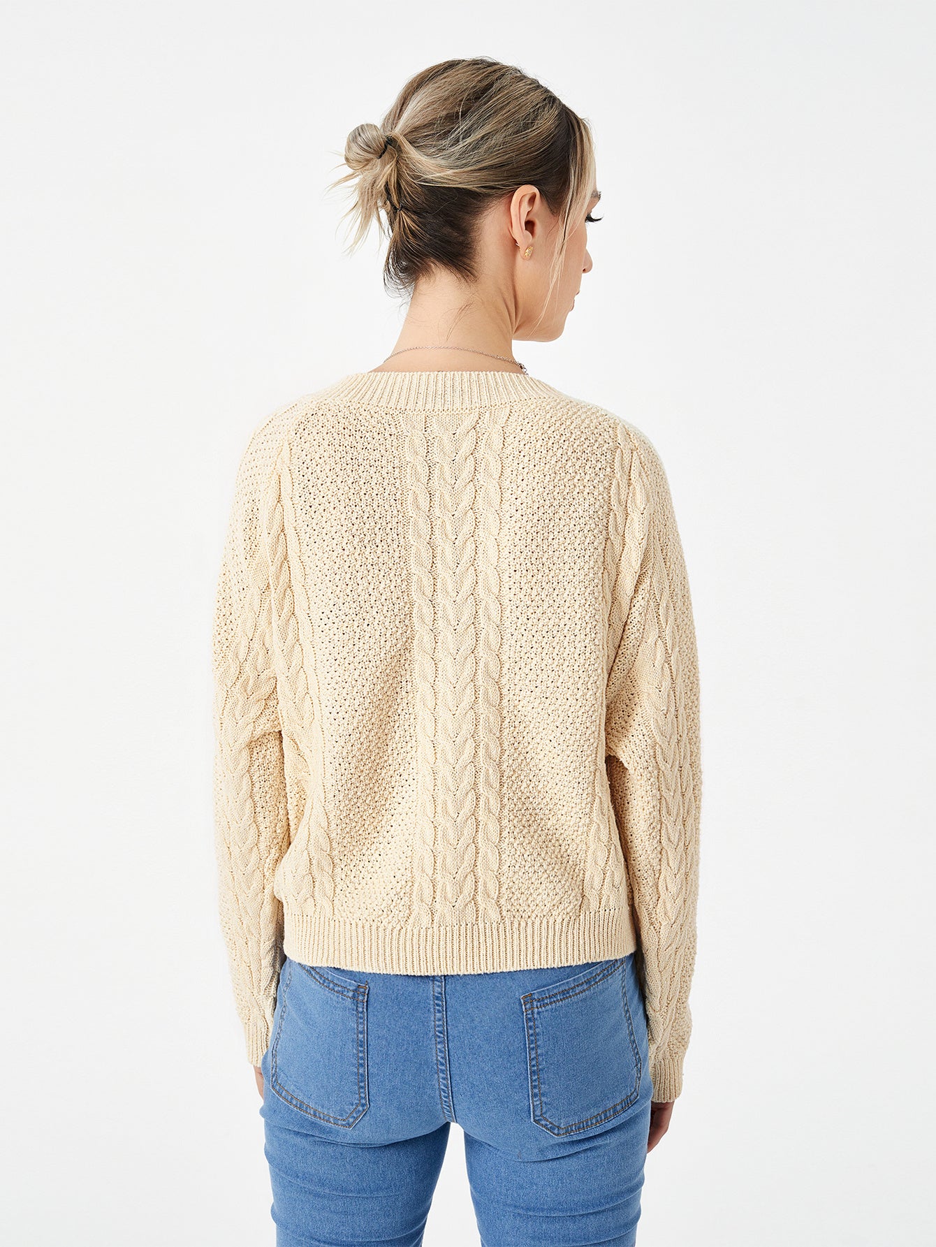 Pull décontracté extensible à col en V pour femme