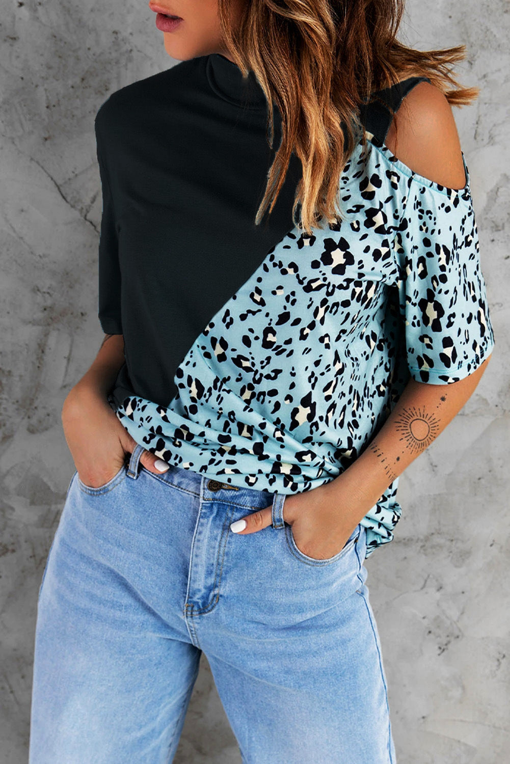 Crew Neck T-Shirt Women's Print Leopard Casual Short Sleeve Top