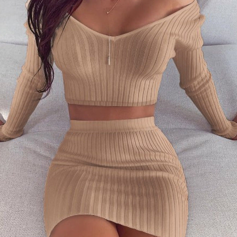 Jupe à col en V pour femme adulte, style femme, manches longues, couleur unie