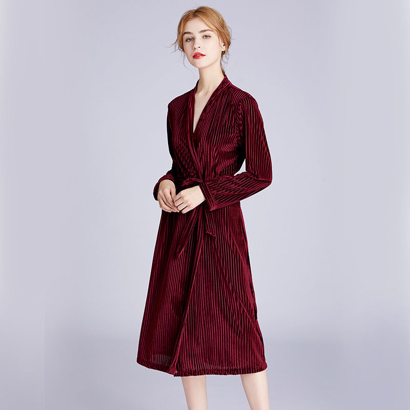 Ladies' long sleeved velvet gown