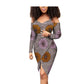 Robe grande taille en coton batik à impression recto verso pour femme