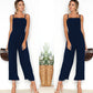 suspenders wrapped chest zipper jumpsuit women