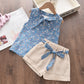 Ice Cream Printed t-Shirt + Shorts Girls Suit Pants